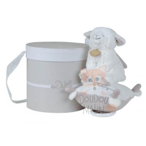  mon tout petit agneau mouton musical blanc taupe coussin 